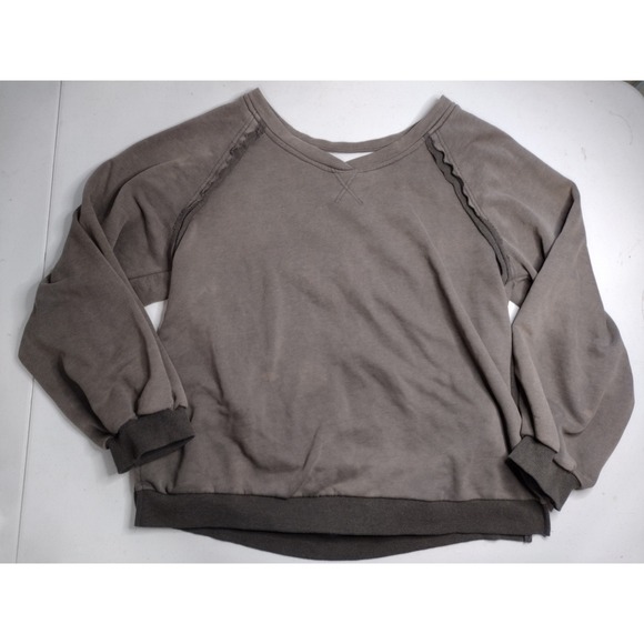 Vici Tops - VICI Gray Lace Up Back Sweatshirt Womens Medium Long Sleeve Raw Seam